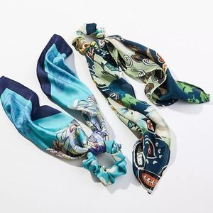 NWOT Anthropologie Botanical Hair Scarf Set Scrunchies